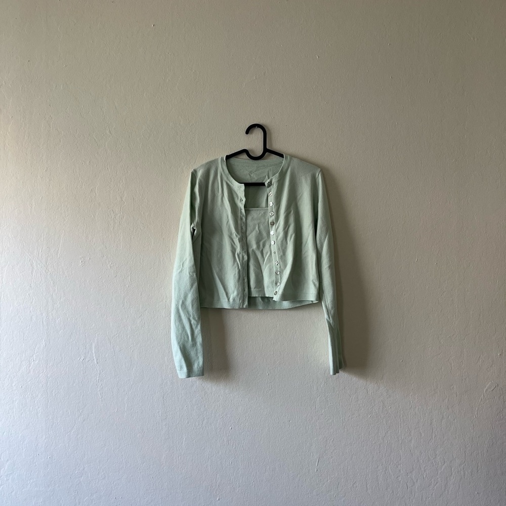 Seafoam Green Cardigan + Tank Top Set